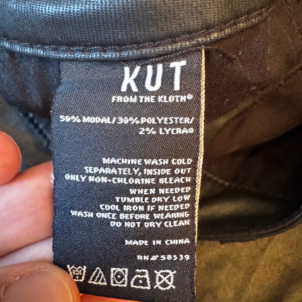 KUT from the Kloth Pants Womens 12 Black Coated Skinny KP2100MA1N Faux Leather - Picture 4 of 11